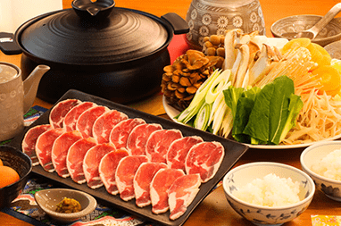 ごろごろキノコの鴨鍋